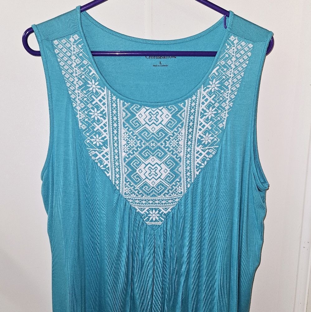 Turquoise tank embroidered southwest